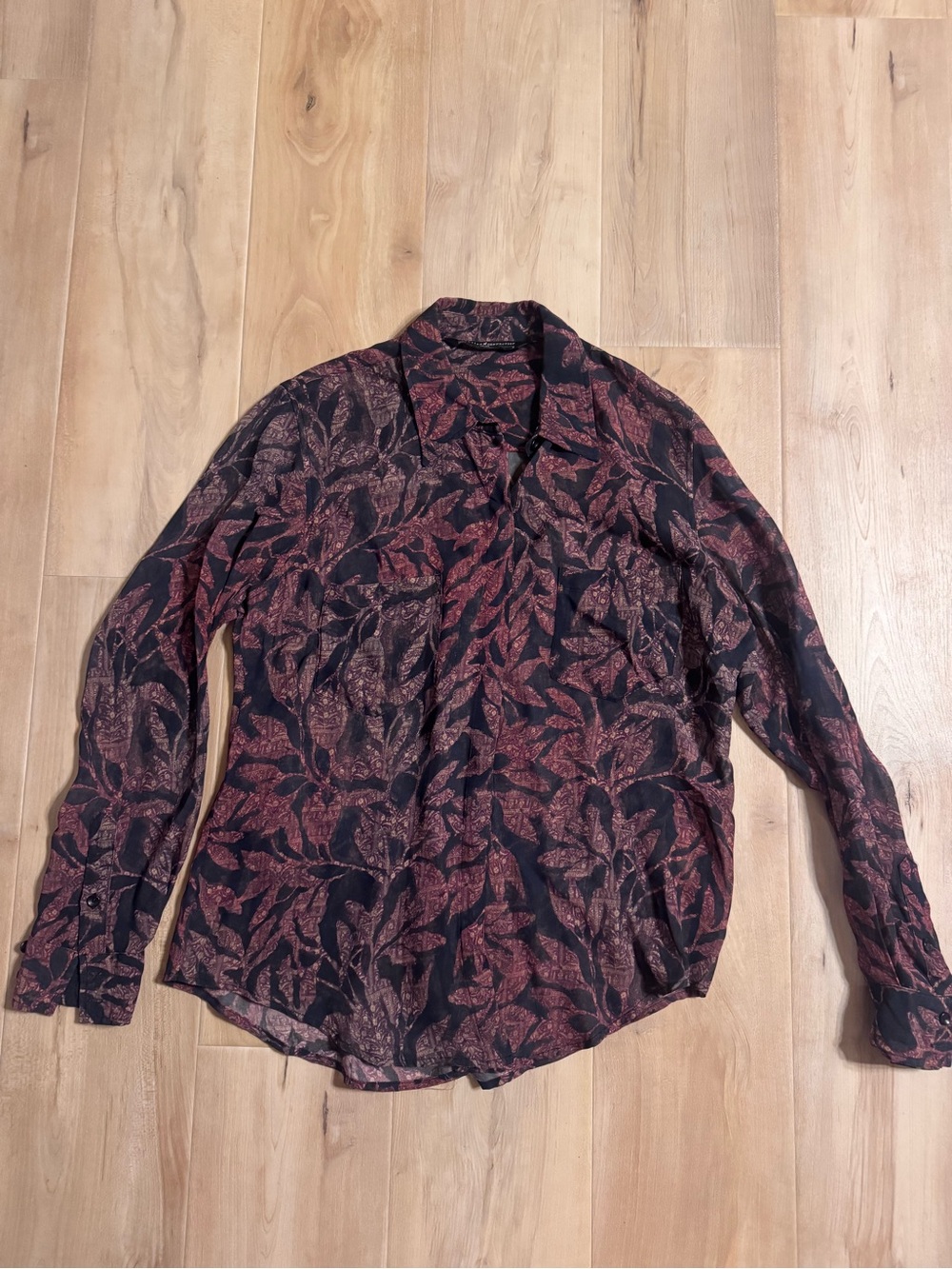 Peruvian Connection Lucca Semi-Sheer Button-Up Top Size Medium